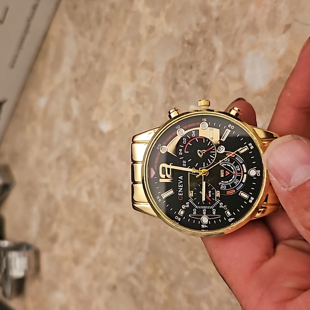 Mens gold geneva watch